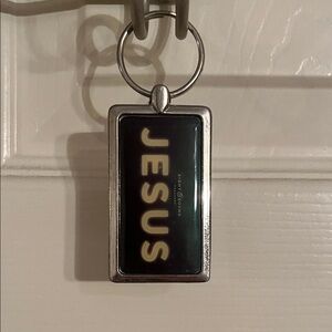 Silver Jesus Keychain